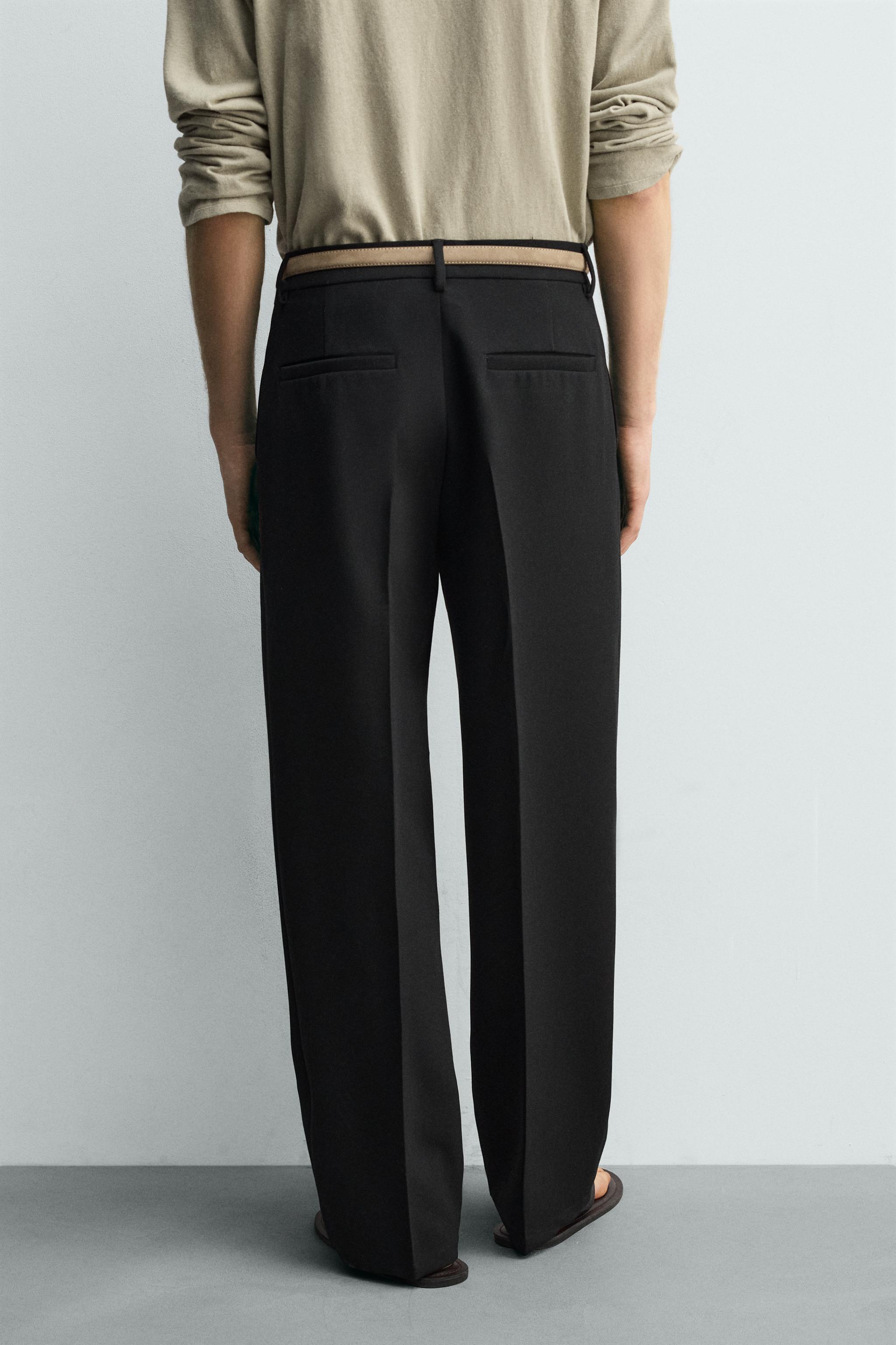 CROPPED PLEATED WIDE FIT PANTS